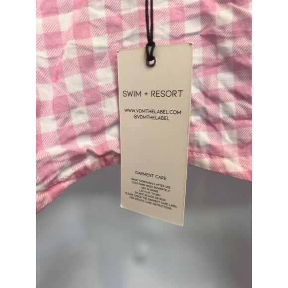 Revolve VDM The Label Jemma Crop Top/Stassie Ruched Skirt Pink Gingham  Sz Sm - Picture 6 of 12